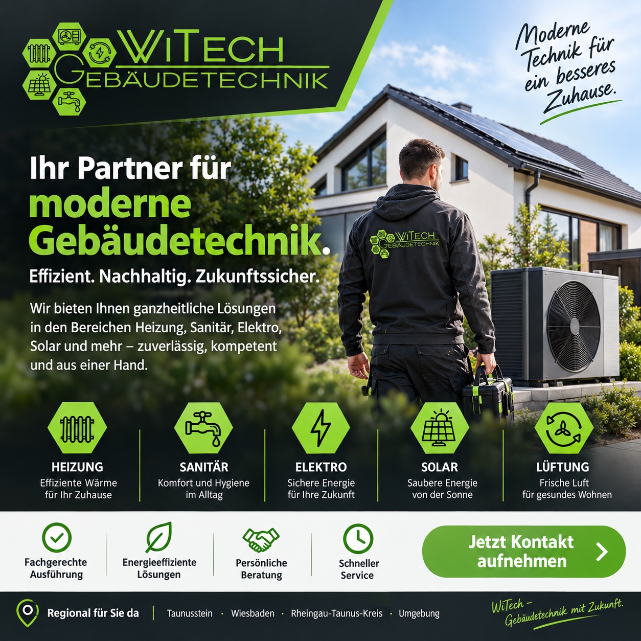 WiTech Gebäudetechnik bei der Arbeit an einem modernen Wohnhaus